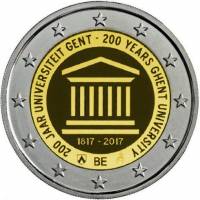 (019) Монета Бельгия 2017 год 2 евро "200 лет Гентскому университету"  Биметалл  PROOF